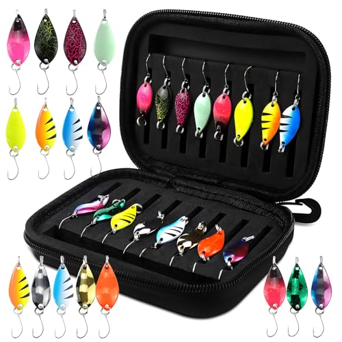 Forellen Spoon Set 16 Stück Kunstköder Spinner Blinker Set Forellenköder Spoons Set 2.5g/3.5g/5g Angelzubehör mit Aufbewahrungsbox für Forelle Barsch Hecht Zander Forellen Spoon Set 16 Stück Kunstköder Spinner Blinker Set Forellenköder Spoons Set 2.5g/3.5g/5g Angelzubehör mit Aufbewahrungsbox für Forelle Barsch Hecht Zander von KOUHA