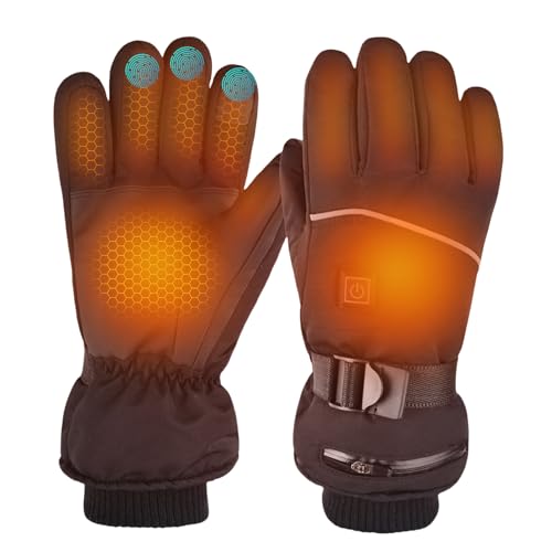 KQLHLHDYZ Beheizte Handschuhe, 3 Heizstufen, Winterhandschuhe, wasserdicht, Touchscreen, warme Handschuhe, batteriebetrieben, für Skaten, Skifahren, Fahrrad, Camping von KQLHLHDYZ