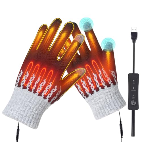 KQLHLHDYZ USB Beheizte Handschuhe Herren Damen Elektrische Handwärmer Handschuhe für Indoor Outdoor Einstellbare Temperatur Handwärmer Handschuhe, Schwarz , Durchschnittliche Größe von KQLHLHDYZ