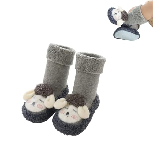 KQLULU Slippers Non-Slip Sponge Socks Girls, Floor Socks Thickened Sponge Children's Socks Autumn and Winter, Soft Sole, Suitable for Girls and Boys (Gray,14) von KQLULU