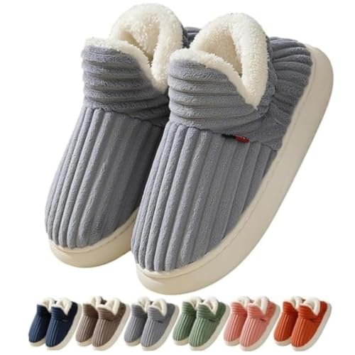 KQLULU Wolken-Hausschuhe Unisex, Winter-Wolken-Hausschuhe, gemütliche Hausschuhe für Damen, lässig zu Hause, warm und bequem, rutschfest, leicht, weich (Gray,40-41) von KQLULU