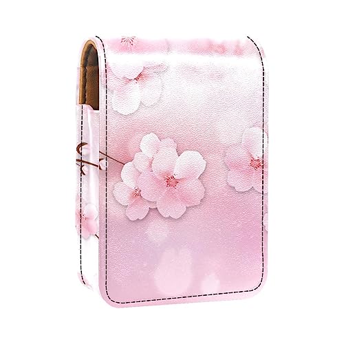 Make-up-Lippenstift-Etui für den Außenbereich, Mini-Tasche, Reise-Kosmetiktasche,Kirschblüten rosa Blumenblume von KQNZT