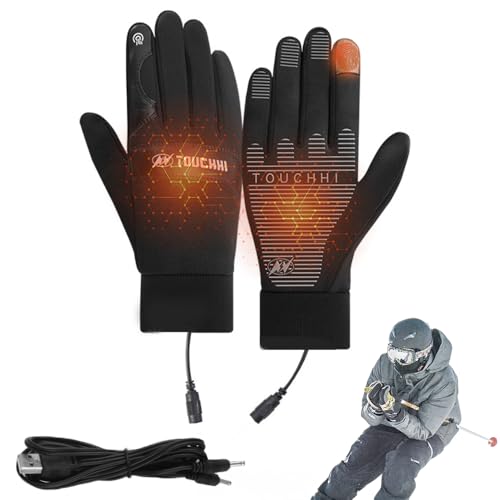 KQWVZ Beheizbare Handschuhe, USB Beheizte Handschuhe, Nicht-Slip Handschuhe Mit Heizung, Touchscreen Heizhandschuhe, Beheizte Handschuhe Herren Damen, Beheizbare Handschuhe Motorrad für Innen Außen von KQWVZ