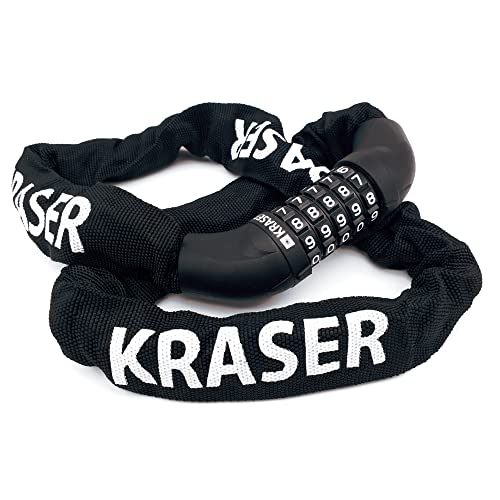 KRASER KR610 Fahrradschloss Fahrrad Kettenschloss Zahlenschloss Schloss 5 Stellen, fahradschloß hohe sicherheit, fahrrad schloss Universal, 100cm 6mm Schwarz KRASER KR610 Fahrradschloss Fahrrad Kettenschloss Zahlenschloss Schloss 5 Stellen, fahradschloß hohe sicherheit, fahrrad schloss Universal, 100cm 6mm Schwarz von KRASER