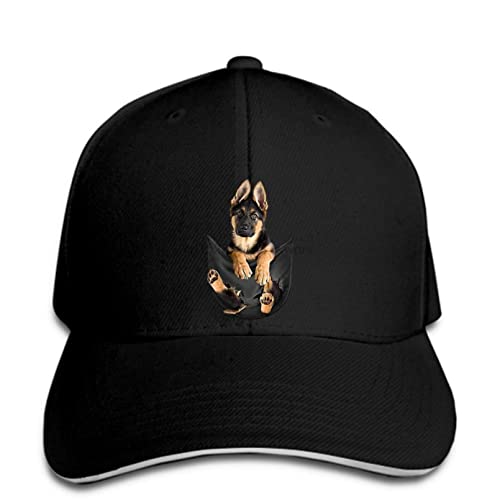 KRYDN Baseballkappen für Männer und Frauen Deutscher Schäferhund, Klassische Baseballmütze mit Tasche, Hund, schwarz, gefertigt, Rückendeckel, Turm Weihnachts- und Neujahrsgeschenke von KRYDN