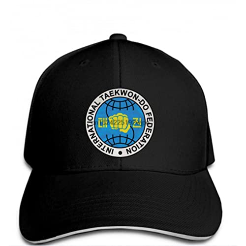 klassisch Baseball Kappe International Taekwondo Federation Karate Cap Mode Schwarze Baseballmütze Persönlichkeit Schwarze Hysterese Einstellbare Lässige Hip Hop Lustige Outdoor-Schirmmütze Geschenk von KRYDN