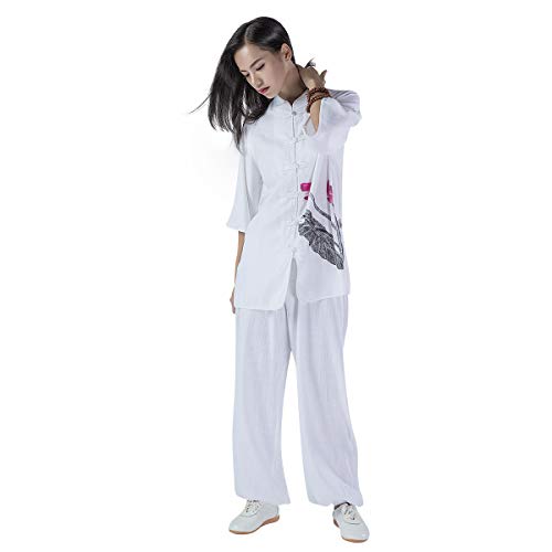 KSUA Frauen Tai Chi Anzug Kampfkunst Uniform Chinese Kung Fu Kleidung Baumwolle Wing Chun Kleidung, Rose EU XL/Etikett XXL von KSUA