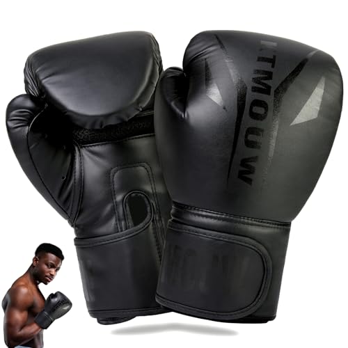 KTMOUW Boxhandschuhe für Muay Thai Kickboxen Sparring PU Leder Kickboxhandschuhe MMA Kampfsport Training Belüftete Handfläche Schwarz Erwachsene 10 12 14 oz KTMOUW Boxhandschuhe für Muay Thai Kickboxen Sparring PU Leder Kickboxhandschuhe MMA Kampfsport Training Belüftete Handfläche Schwarz Erwachsene 10 12 14 oz von KTMOUW