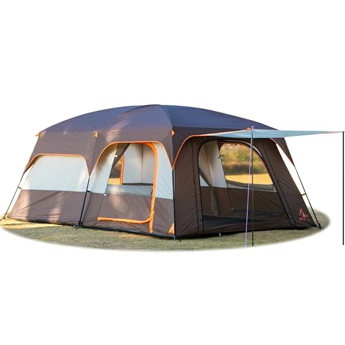 KTT Extra großes Zelt für 12–14 Personen, Familien-Kabinenzelt, 2 Zimmer, gerade Wand, 3 Türen, 3 Fenster mit Netz, wasserdicht, doppellagig, großes Zelt für Outdoor, Picknick, Camping, KTT Extra großes Zelt für 12–14 Personen, Familien-Kabinenzelt, 2 Zimmer, gerade Wand, 3 Türen, 3 Fenster mit Netz, wasserdicht, doppellagig, großes Zelt für Outdoor, Picknick, Camping, von KTT