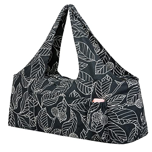 KUAK Yogamatten-Tasche, große Yoga-Taschen und Tragetaschen mit Yogamattenriemen, durchgehender Reißverschluss, 5 multifunktionale Taschen, langlebige Yogamatte, passend für die meisten Matten, Blatt von KUAK