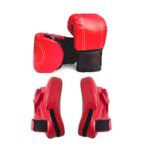 KUENG Pratze Boxhandschuhe Set Grappling Handschuhe Kinderboxhandschuhe Ab 6 Jahren Boxhandschuhe MäNner for Muay Thai Boxring red,Freesize von KUENG