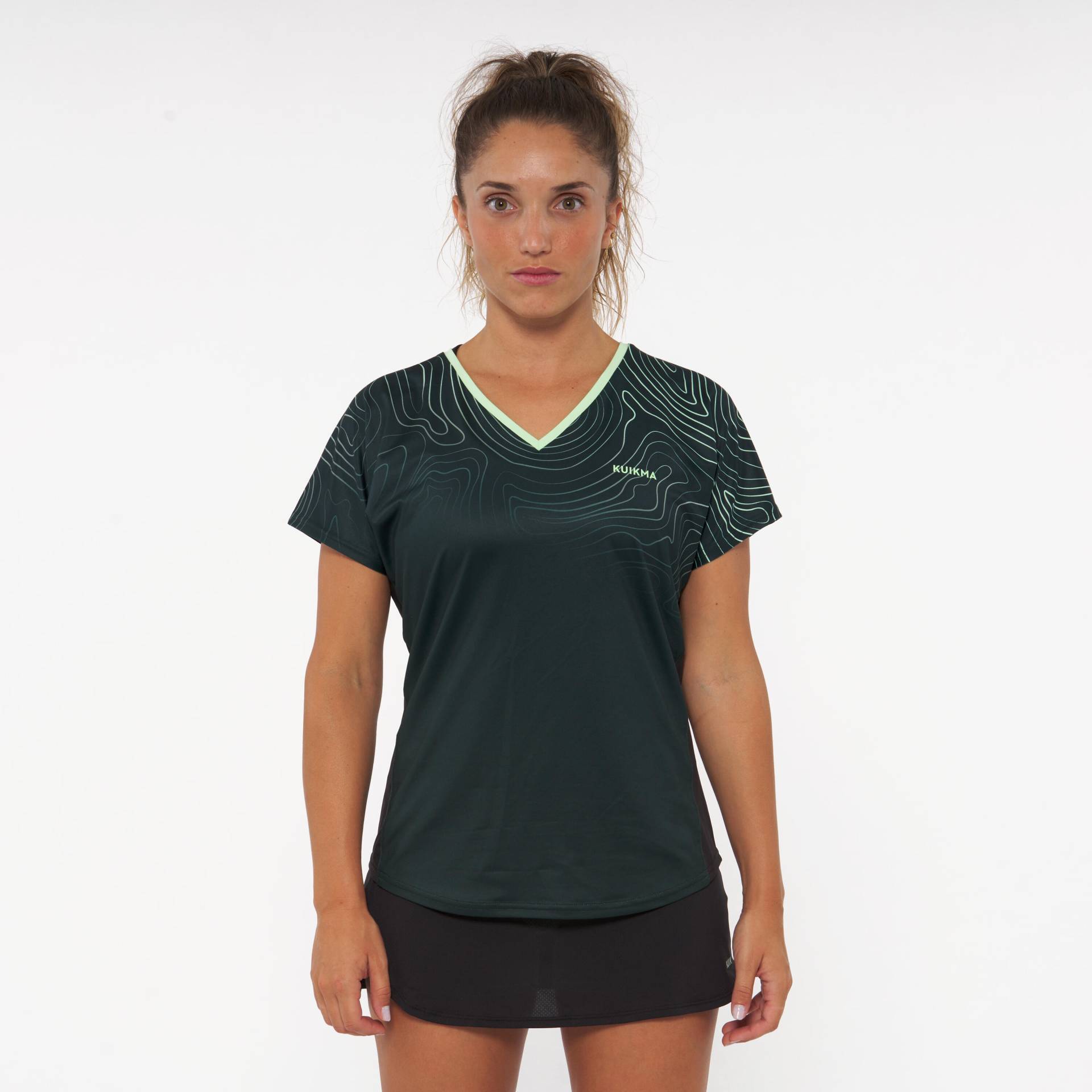 Damen Padel T-Shirt kurzarm atmungsaktiv - PTS 500 grün von KUIKMA