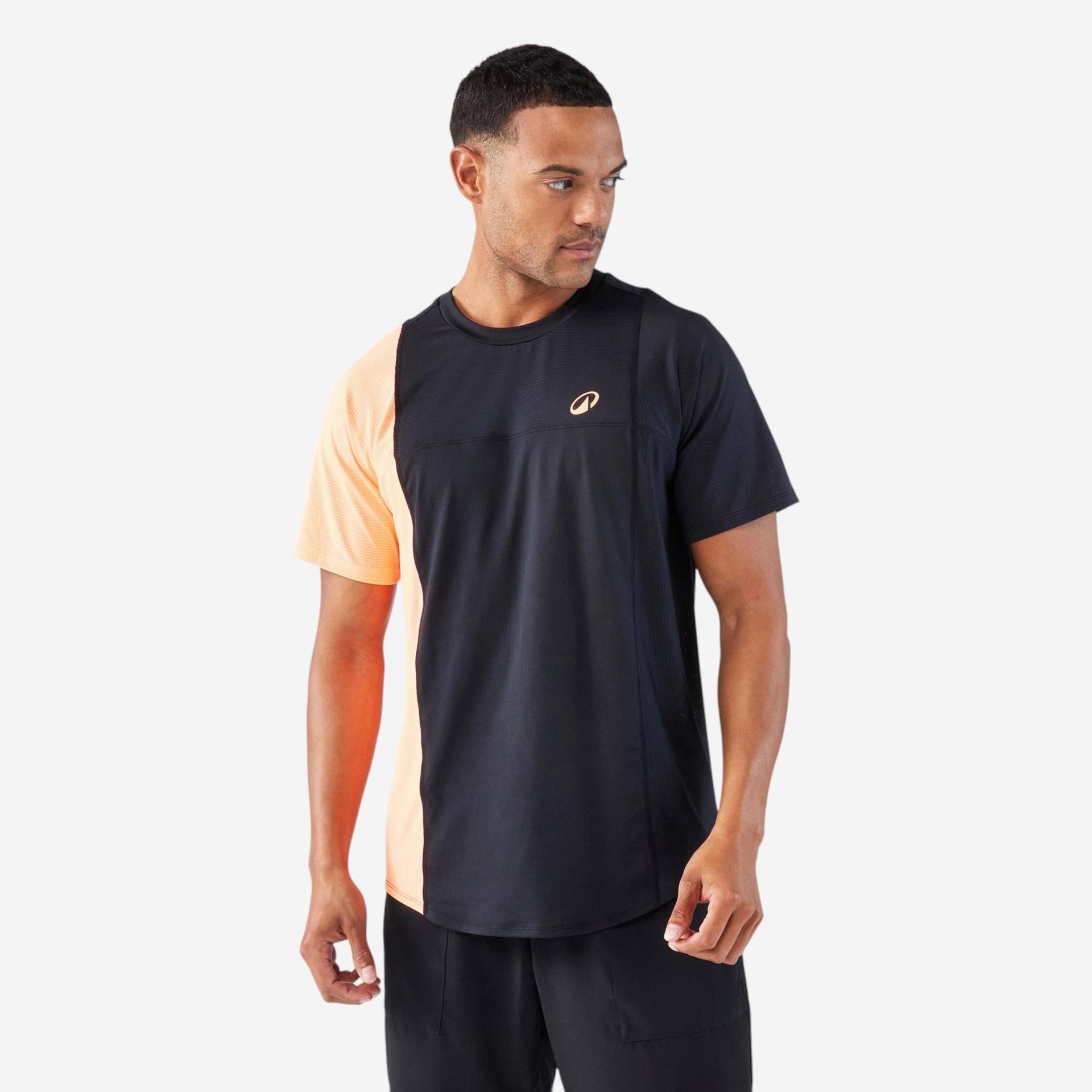 Herren Padel T-Shirt atmungsaktiv - Dry schwarz/orange Herren Padel T-Shirt atmungsaktiv - Dry schwarz/orange von KUIKMA