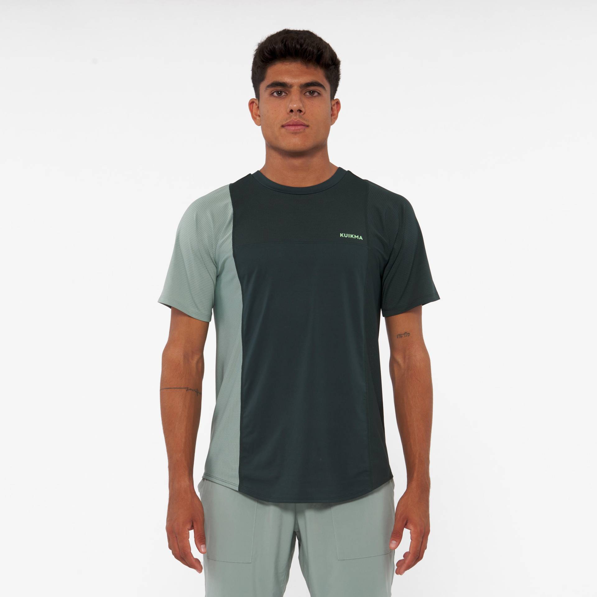 Herren Padel-T-Shirt kurzarm atmungsaktiv - Dry grün von KUIKMA