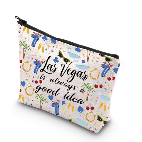 KUIYAI Las Vegas Make-up-Tasche Las Vegas Reise Geschenke Las Vegas Themengeschenke Las Vegas Reißverschlusstasche Las Vegas Taschen für Frauen, Good Idea Las Vegas Make-up-Tasche von KUIYAI