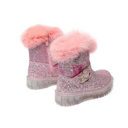 KUMADAI Kinder Winterstiefel mit Warmem Gefüttert Futter Schneestiefel Mädchen Prinzessin Schuhe Stiefel Gummistiefel Outdoor Schlupfstiefel Eiskönigin Kostüm Zubehör,Rosa,28 von KUMADAI