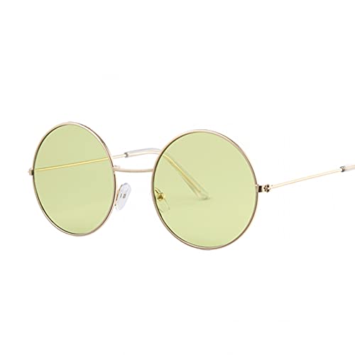 KUNIUO Vintage Runde Kleine Spiegel Sonnenbrille Frauen Metallrahmen Dame Sonnenbrille Weiblich Cool Retro-Gold Green KUNIUO Vintage Runde Kleine Spiegel Sonnenbrille Frauen Metallrahmen Dame Sonnenbrille Weiblich Cool Retro-Gold Green von KUNIUO