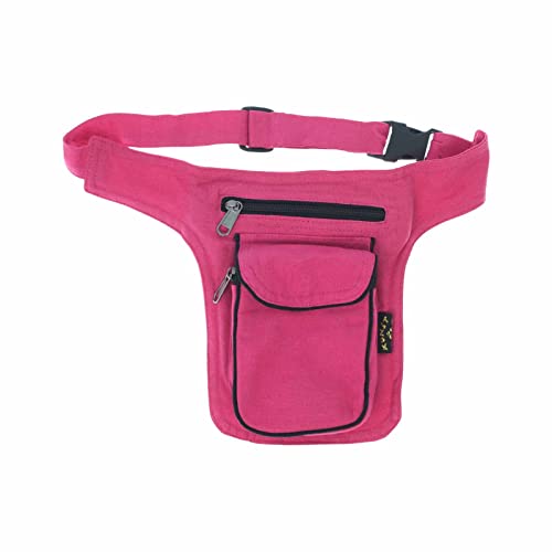 Kunst und Magie Kinder Goa Schulter Bauchtasche Gürteltasche Bauchgurt Hippie PSY Sidebag, Farbe:Pink von KUNST UND MAGIE