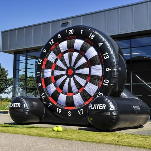 Aufblasbare Dartscheibe für den Außenbereich mit Fußbällen und Gebläse, Jumbo-Fuß-Dartspiel, Dartscheibe mit Fußballzielscheibe für den Außenbereich (2 m) von KUOYTT