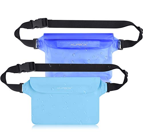 KUPBOX 2 Stück wasserdichte Tasche mit Verstellbarem Gurt wasserdichte Beutel,100% wasserdichte Handytasche Handyhülle Schutzhülle für Wassersport/Schwimmen/Bootsfahrten/Skifahren usw.blau+hellblau von KUPBOX