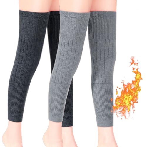 2PCS Faux Kaschmir Over-The-Knee Warme Socken Warm Over Knee Extra Lange Gestrickte Socken Anti Slip Knee Brace Warmers Leg Sleeves (2PCS-B,M40-50kg) von KURTIK