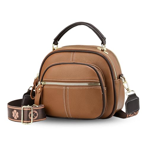 KURTIK 2025 Neue Lanarcissa Ledertasche Multifunktionales Fach Verstellbarer breiter Schulterriemen Ledertasche Crossbody Taschen (Braun,Einheitsgröße) von KURTIK