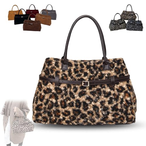 KURTIK Modavo Wildleder Tote Bag für Frauen, Leopard Tote Bag für Frauen, Womens Purse Slouchy Hobo Handbag Brown Retro Top Handle Bag (Leopard Braun,Einheitsgröße) von KURTIK