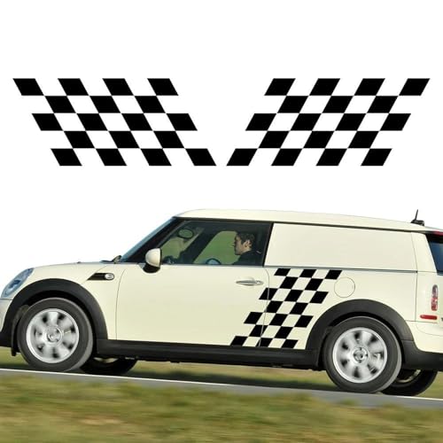 KUSQCRGA 2-teilige Autoaufkleber mit Karierten Streifen, passend für Mini Cooper S JCW R55 R56 R60 R61 F54 F55 F56 F60 Countryman von KUSQCRGA