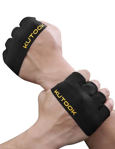 KUTOOK Fitnesshandschuhe Herren Kraftsport Krafttraining Handschuhe Damen Gym Gloves Women Sporthandschuhe Griffpolster Trainingshandschuhe Schwarz L von KUTOOK