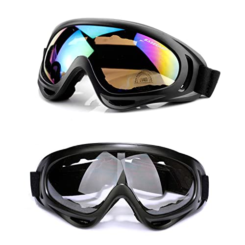 KUYT 2 Stück Ski Snowboard Brille, UV-Schutz Goggle, Motocross Brille Helmkompatible, Anti-Fog Skibrille, Sportbrille für Skifahren Motorrad Fahrrad KUYT 2 Stück Ski Snowboard Brille, UV-Schutz Goggle, Motocross Brille Helmkompatible, Anti-Fog Skibrille, Sportbrille für Skifahren Motorrad Fahrrad von KUYT