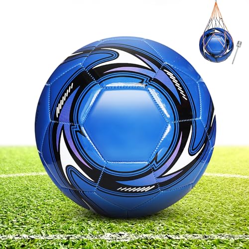 KWJEIULSOQ Fussbälle GrößE Offizieller 5 Fußball Professioneller Fussball Wettbewerb Draussen Fußbälle Sport Training Fusball Unisex Trainingsball Fussbal für Kinder Erwachsene (Dick Rot, 5) von KWJEIULSOQ