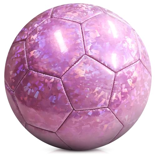 KWJEIULSOQ Fussball Größe 5 Lila Reflektierender Fußball 5 Größe Verdickter Wasserdicht Outdoor-Indoor Fußball Professioneller Football Offizieller Trainingsball Verhindern Sprengen Soccer von KWJEIULSOQ