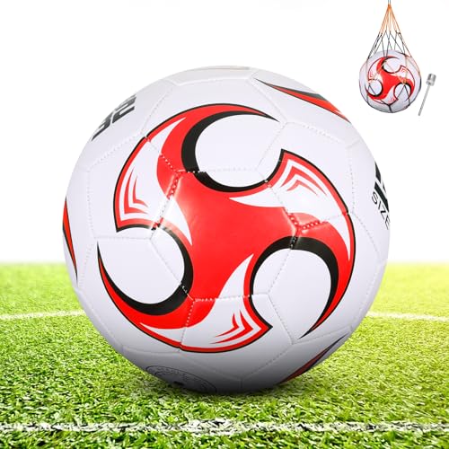 KWJEIULSOQ Fußball Kinder Unisex Fussball GrößE 4 5 Offizieller Training Fusball Professioneller Fussbälle Outdoor-Indoor Fußbälle für Jugendliche und Erwachsene (Dick Rot, 4) von KWJEIULSOQ