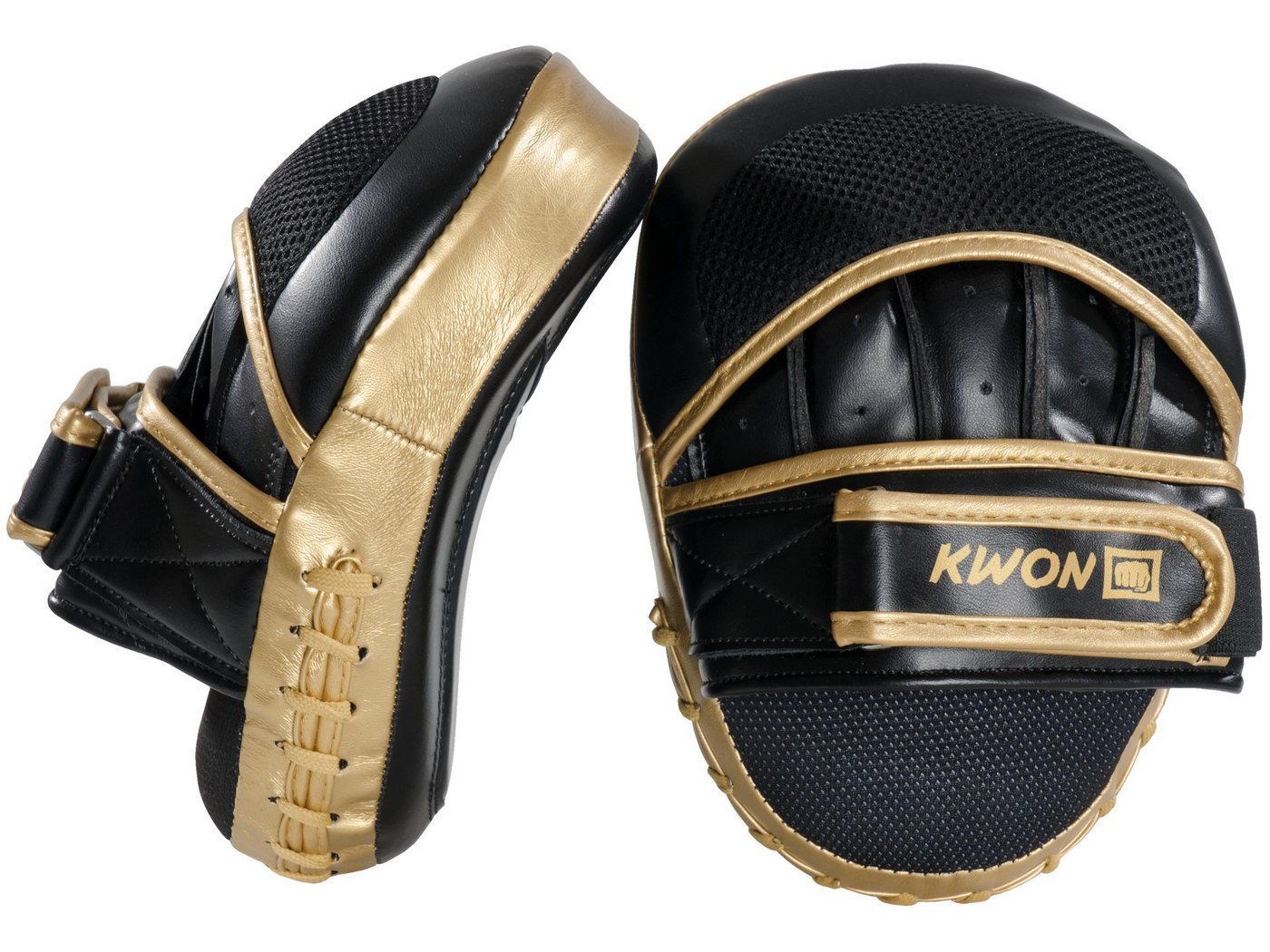 KWON Pratze Profi Coaching Mitt Ultimate Handpratzen Schlagkissen Schlagpolster, schwarz/gold, für hartes Training, mit Klettverschluss KWON Pratze Profi Coaching Mitt Ultimate Handpratzen Schlagkissen Schlagpolster, schwarz/gold, für hartes Training, mit Klettverschluss von KWON