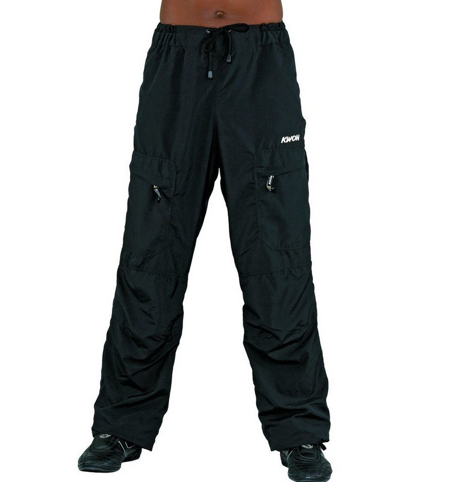 KWON Sporthose Cargohose Herren Cargo Freizeit Hose schwarz uni samtigem Mikrofaser-Material, Mesh-Innenfutter von KWON