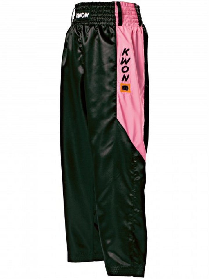 KWON Sporthose Kickboxhose Club Line Hose Kickboxen schwarz pink rose Damen lang Edle Bestickung von KWON