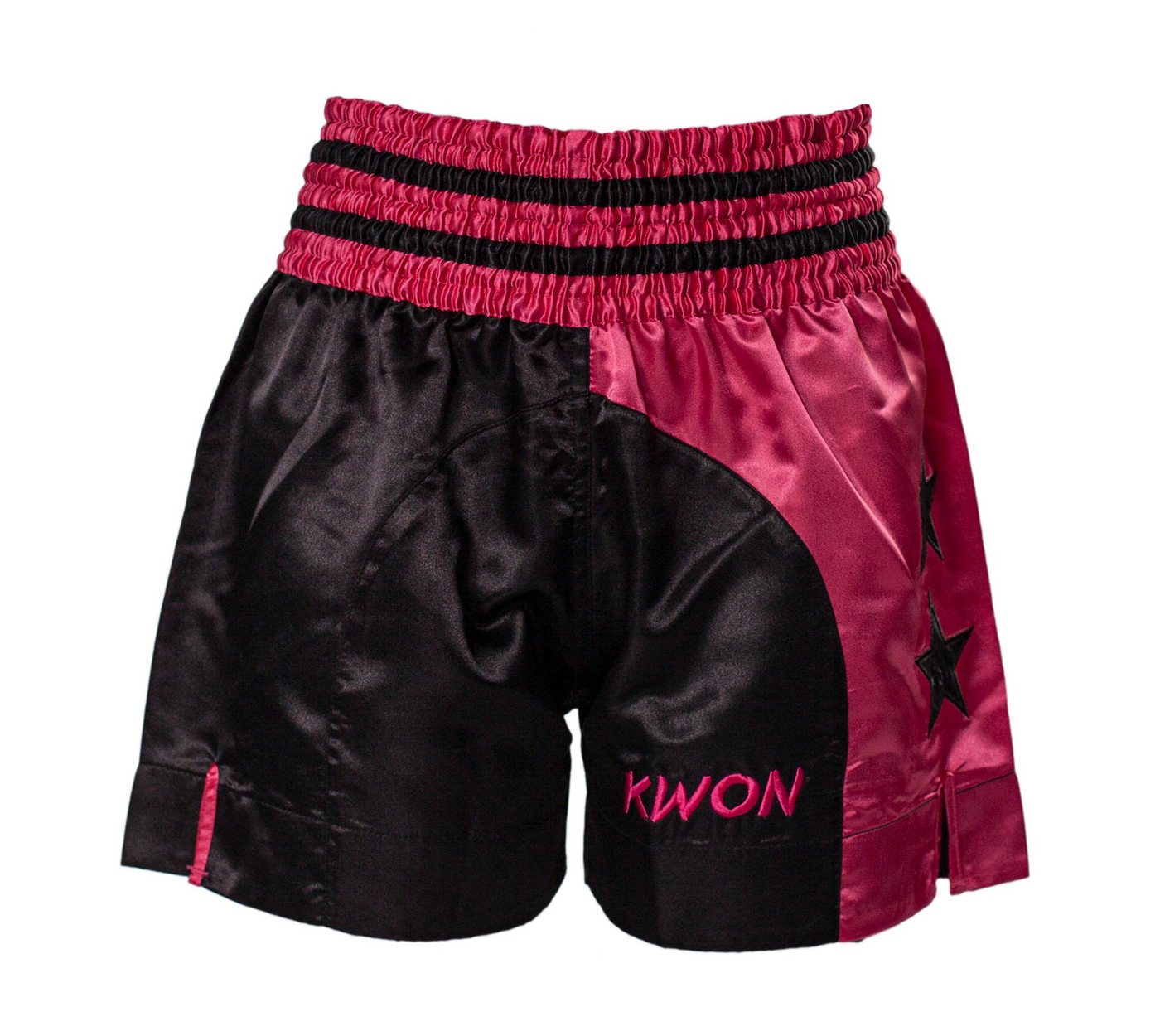 KWON Sporthose Thaiboxhose Damen Girl Muay Thai Shorts Kickboxen kurz magenta pink (Stück) Edler Look, traditioneller Schnitt, Sterne, kräftige Farben von KWON