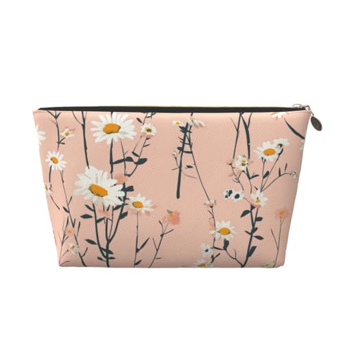 Little White Daisy Make-up-Tasche für Damen, Bedruckt, große Kapazität, Reise-Make-up-Tasche aus Leder, wasserdicht, Kulturbeutel, Rasierbeutel von KWQDOZF