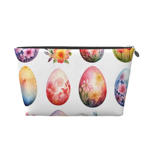 Make-up-Tasche für Damen mit Osterei-Print, große Kapazität, Reise-Make-up-Tasche aus Leder, wasserdicht, Kulturbeutel, Rasierbeutel von KWQDOZF