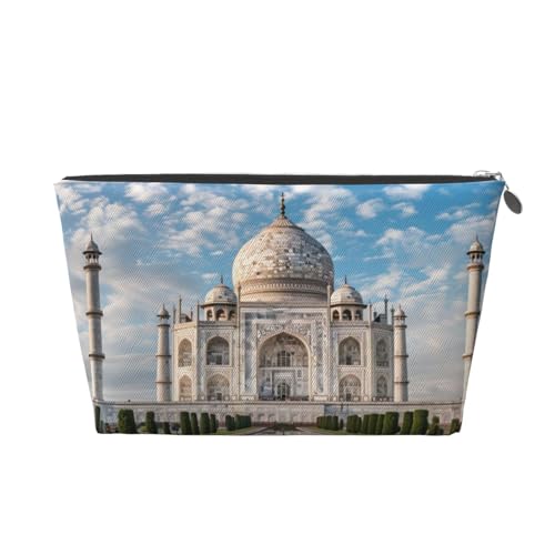 Make-up-Tasche für Damen mit Schlosslandschafts-Print, große Kapazität, Reise-Make-up-Tasche aus Leder, wasserdicht, Kulturbeutel, Rasierbeutel, Geldbörse von KWQDOZF