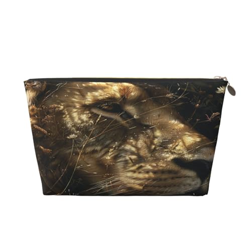 Make-up-Tasche für Damen mit Tiger-Print, große Kapazität, Reise-Make-up-Tasche aus Leder, wasserdicht, Kulturbeutel, Rasierbeutel von KWQDOZF