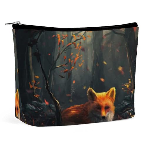 Natur süße Fuchs Kosmetiktasche Reise Make-up Taschen Leder Beutel Organizer Stift Fall Bleistift Container von KWQDOZF