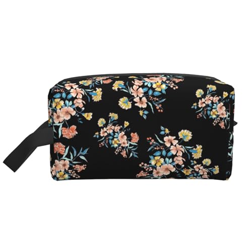 Reise-Kulturtasche mit bunten Blumen. Personalisierte Reise-Make-up-Tasche mit bunten Blumen, großes Fassungsvermögen mit Reißverschluss, tragbare Reise-Kulturtasche in mehreren Stilen, Geschenkidee f von KWQDOZF