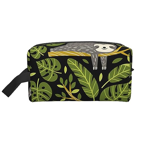 Reise-Kulturtasche mit süßem Faultier und grünem Blatt, große Kapazität, Reise-Make-up-Tasche, tragbarer Kosmetik-Organizer, Aufbewahrungstasche für Frauen und Männer Reise-Kulturtasche mit süßem Faultier und grünem Blatt, große Kapazität, Reise-Make-up-Tasche, tragbarer Kosmetik-Organizer, Aufbewahrungstasche für Frauen und Männer von KWQDOZF