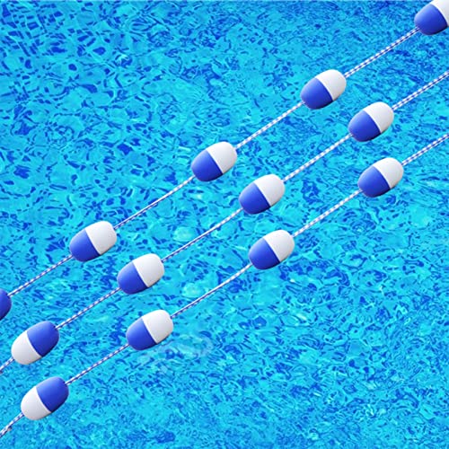 KWSVFNKQT Blau-weiße Sicherheits-Ro-Schwimmsets, Trennwände for Schul-/Gartenschwimmbecken, 1/2/3/4/5/6/7/8/9/10 m lange Poolbahnlinie mit ROS und Haken(L5m/16.4ft) von KWSVFNKQT