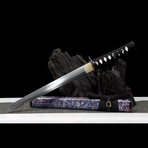 Japanisches Samurai-Schwert,Traditioneller Schmiedeprozess,Klinge aus T10-Stahl,55cm Gerades Katana für Rollenspiele,Geschenke,Ausstellung,Kampfsport,Selbstverteidigung,Dekoration von KWXPW