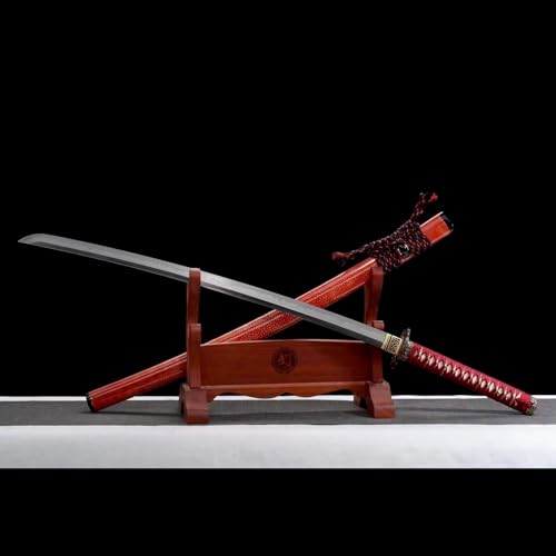 Katana mit Scheide,Klinge aus T10-Stahl,Traditioneller Schmiedeprozess,Geschnitzter Handschutz aus Reinem Kupfer,Handgefertigtes Samurai-Schwert – Erste Wahl für die Sammlung,Tolles Geschenk von KWXPW