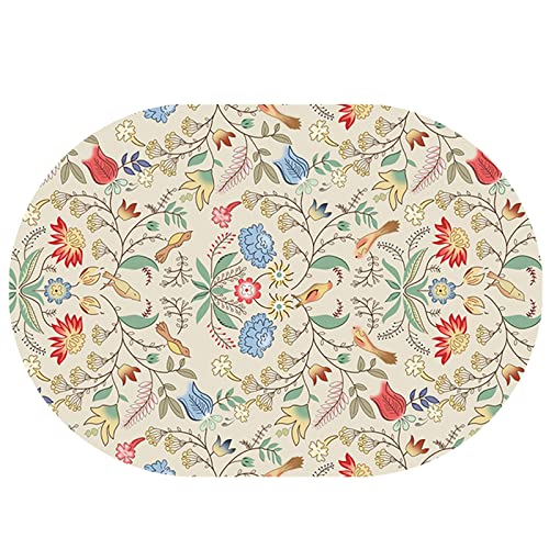 Flächenteppich, weicher Kurzflor, für Wohnzimmer, Schlafzimmer, Esszimmer, Home Office, rutschfeste Teppiche, Bodenmatte, rot, grün, Blumen, Blätter, fliegende Vögel, quadratisch, 100 x 100 cm ( von KXQYIKYI