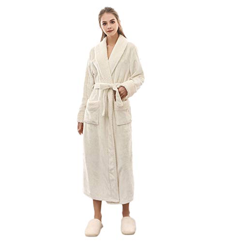 KXQYIKYI Bademantel, Nachtkleid, Damen-Bademantel, Flanell-Bademantel, Damen-Winter-verlängerter Coralline-Plüsch-Schal-Bademantel, langärmeliger Robe-Mantel, Rosa (Grau 3XL) von KXQYIKYI