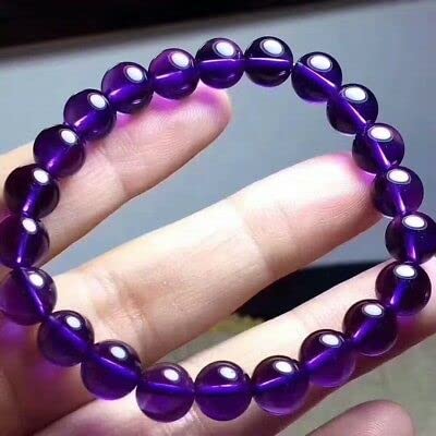 KXQYIKYI Echtes natürliches lila Amethyst-Rundperlen-Damenarmband 8 mm von KXQYIKYI